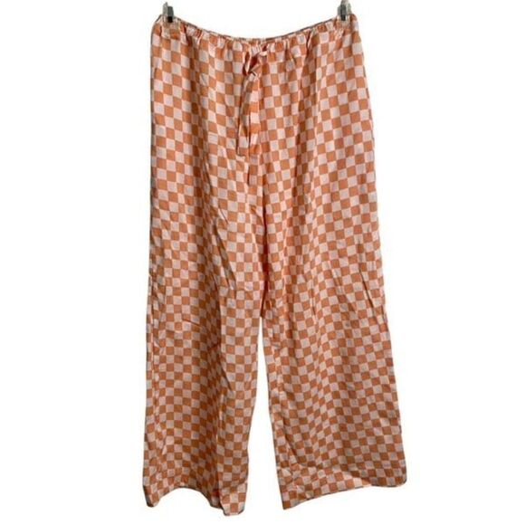 The Lullaby Club Womens Wide Leg Lyocell Pant S/M Sherbet Checkerboard Bloquette - Picture 1 of 7